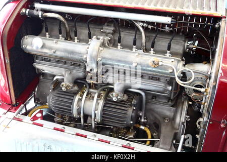 The engine of an Alfa Romeo P3 Tipo B Classic Grand Prix car at Estoril ...