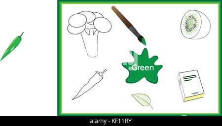 learn the colors, kids are learning the colors, worksheet Stock Vector