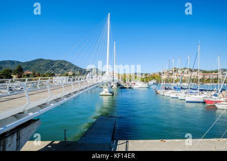 view over La Spezia and its harbour with the bridge Ponte Thaon di Revel, La Spezia, Liguria, Italy Stock Photo