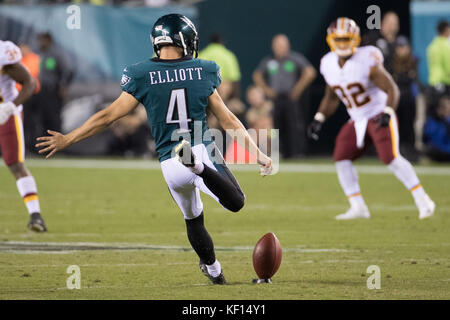 Philadelphia Eagles kicker Jake Elliott (4) talks with fans prior to ...