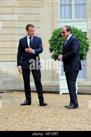 Paris, Paris, France. 24th Oct, 2017. French President Emmanuel Macron welcomes Egyptian President Abdel Fattah al-Sisi at the Elysee Palace in Paris, on October 24, 2017 Credit: Egyptian President Office/APA Images/ZUMA Wire/Alamy Live News