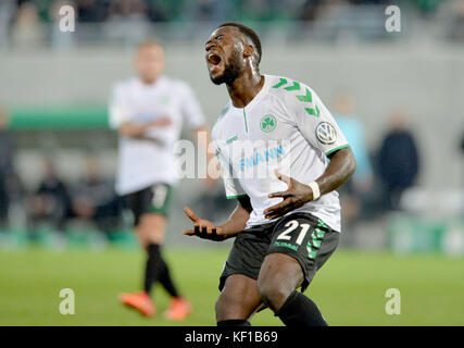 Furth, Germany. 24th Oct, 2017. Furth's Khaled Narey cries out in frustration during the DFB Cup soccer match between SpVgg Greuther Furth and FC Ingolstadt 04 in the Ronhof Sport Park in Furth, Germany, 24 October 2017. Credit: Timm Schamberger/dpa/Alamy Live News Stock Photo