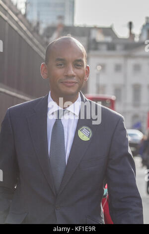 London UK. 25th October 2017. British Labour politician Chuka Umunna  seen in Westminster. Chuka Umunna  is Member of Parliament for Streatham , and was Shadow Business Secretary from 2011 to 2015 Stock Photo