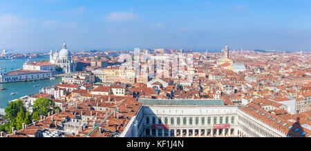 VENICE ITALY VENICE Panoramic aerial view of the Rooftops of Venice and the end of St. Mark's Square Piazza San Marco Venice Italy EU Europe