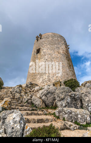 Albercutx watchtower in Pollenca, Majorca (Balearic Islands, Spain) Stock Photo