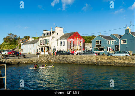 Crookhaven, West Cork, Ireland on a summers day with children playing in water and lots of tourists with copy space. Stock Photo