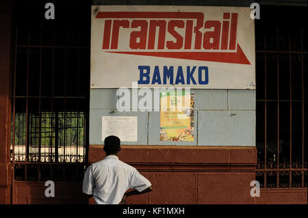 MALI, Bamako , central railway station built during french colonial time, railway line Dakar–Bamako, Chemin de fer Dakar-Niger, connecting Dakar in Senegal with Koulikoro in Mali Stock Photo