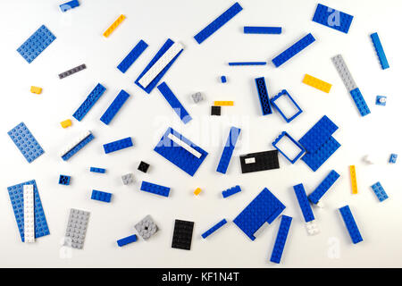 Plastic building blocks on white background Stock Photo