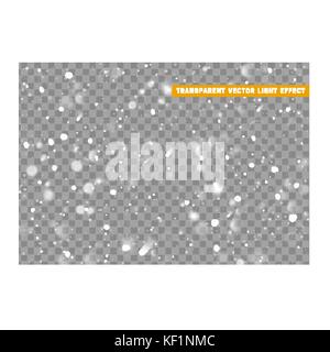 Falling white snow on transparent background. Texture winter snowflakes Stock Vector