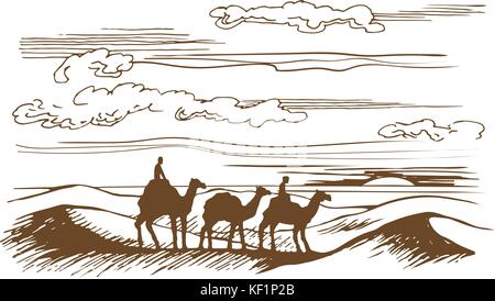 Camels are on the desert  Stock Vector