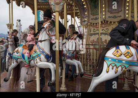 Carousel, Merry Go Round, Alaska State Fair, Palmer, Alaska, USA Stock Photo