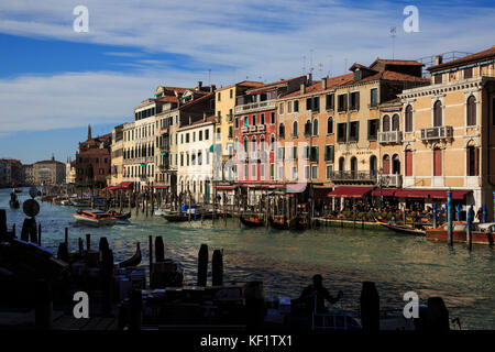Grand Canal, Canal Grande near Rialto Bridge, Venice, Veneto, Italy Stock Photo