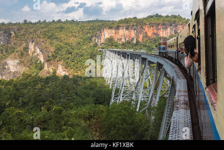 Goteik (Goke Hteik) viaduct, a railway trestle in Nawnghkio, between Pyin Oo Lwin and Lashio, principal town of northern Shan State, Myanmar (Burma) Stock Photo