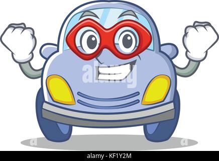 Super hero cute car character cartoon Stock Vector