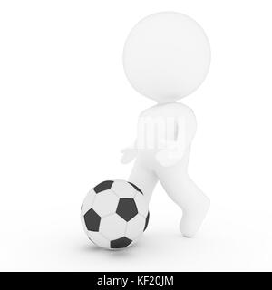 white human playing soccer in 3D rendering Stock Photo