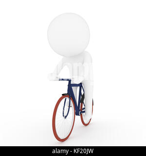 white human riding bicycle in 3D rendering Stock Photo