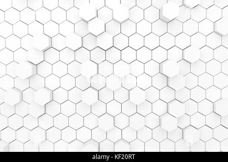 white abstract background hexagons geometric style in 3D rendering Stock Photo
