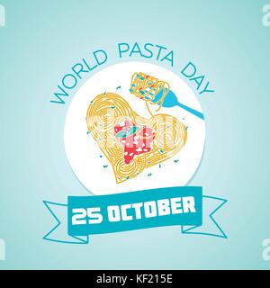 Calendar for each day on october 25. Greeting card. Holiday -  World Pasta Day. Icon in the linear style Stock Vector