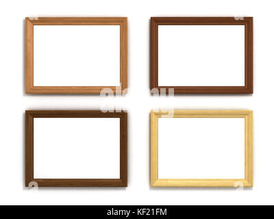 set of multicolored wooden horizontal frames of different sizes on a white background Stock Photo