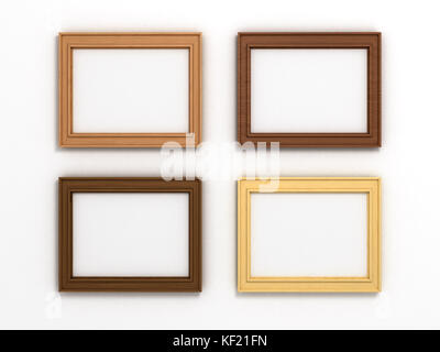 set of multicolored wooden horizontal frames of different sizes on a white Stock Photo