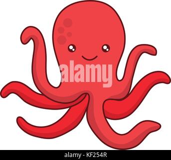 cute octupus icon over white background vector illustration Stock Vector