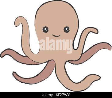 cute octupus icon over white background vector illustration Stock Vector