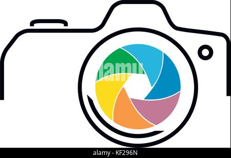 Thin line, flat camera icon Stock Vector