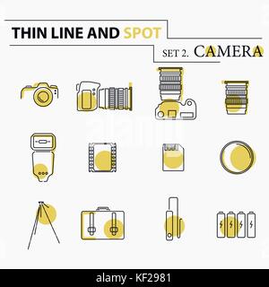 Camera icons and camera accessories icons Stock Vector