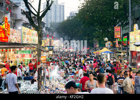 Jalan Alor located in Bukit Bintang is a well known and famous street food destination in Kuala Lumpur, Malaysia. Stock Photo