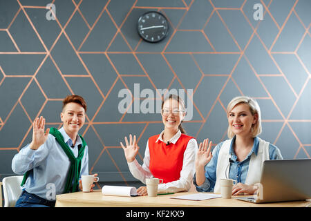 Colleagues from tv studio Stock Photo