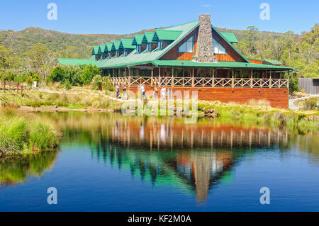 Peppers Cradle Mountain Lodge is an iconic wilderness experience - Tasmania, Australia Stock Photo