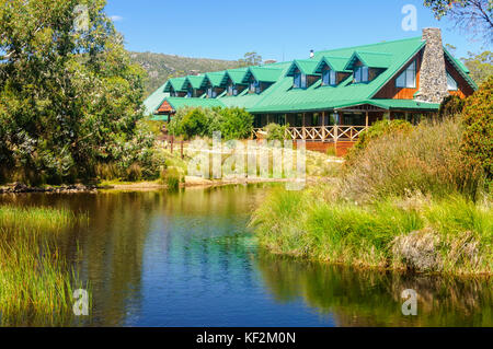 Peppers Cradle Mountain Lodge is an iconic wilderness experience - Tasmania, Australia Stock Photo