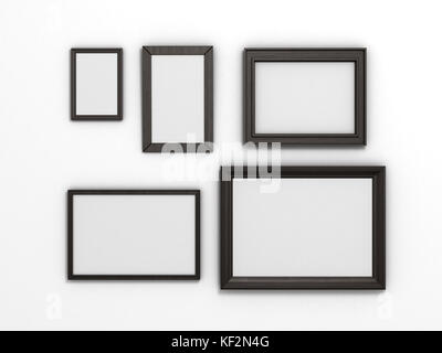 set of black frames of different sizes on a white background Stock Photo