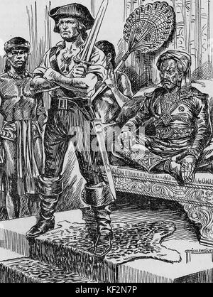 A romantic sketch of a pirate at the court of a fictional foreign leader (1932 image) Stock Photo