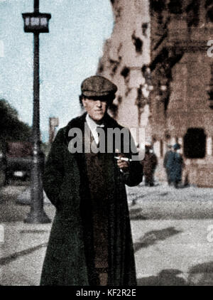 Gustav Mahler  in New York, 1910.  Austrian composer, 7 July 1860 - 18 May 1911. Colourised version. Stock Photo