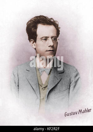 Gustav Mahler portrait Austrian composer, 1860-1911. Colourised version. Stock Photo