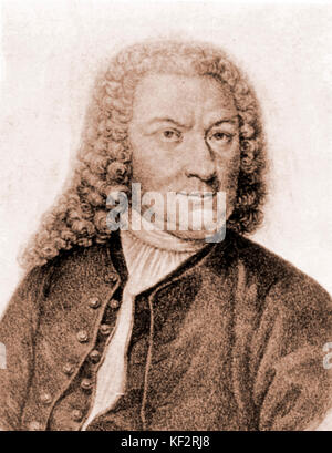Johann Sebastian Bach - portrait of German composer and organist - head and shoulders. 1685-1750 Stock Photo