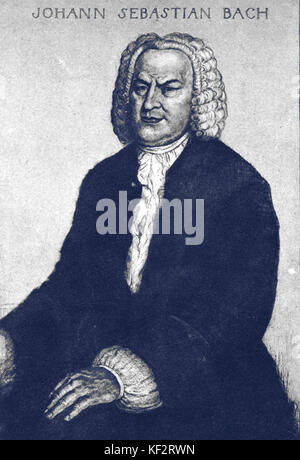 Johann Sebastian Bach- portrait. German composer & organist 1685-1750. Stock Photo