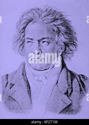 Ludwig van Beethoven - portrait of the German composer.  1818 by Kloeber 17 December  1770- 26 March 1827 Stock Photo