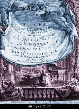 Title page to Jean Joseph Cassanéa de MONDONVILLE 'Pieces de Clavecin avec voix ou violon' c.1748 op. 5. French Violinist, Composer,  Court Musical Director 1711-1772. Stock Photo