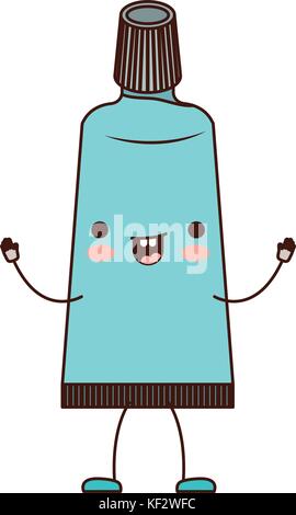toothpaste cartoon in colorful silhouette Stock Vector