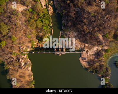 An aerial view of the Khami dam near Bulawayo Zimbabwe. Stock Photo