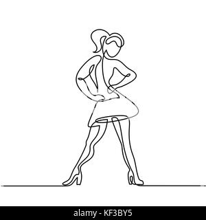 Continuous line drawing of dancing woman Stock Vector