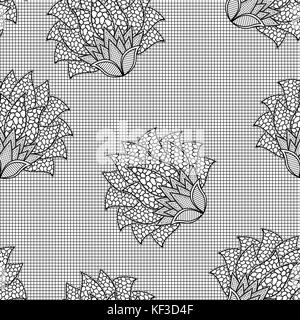 Floral seamless hand drawn black and white vector pattern Stock Vector