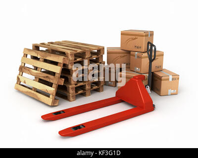 Download Pallet Jack With Boxes On Pallets 3d Illustration Stock Photo Alamy PSD Mockup Templates