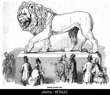1851 Great Exhibition at Crystal Palace. London - The Colossal Bavarian lion by Muller - Size 15 feet by 9 feet, cast in one piece Stock Photo
