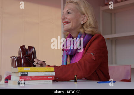 Frankfurt, Germany. 13th Oct, 2017. Gaby Hauptmann (* 1957), german writer, signing books at Frankfurt Bookfair / Buchmesse Frankfurt 2017 Stock Photo