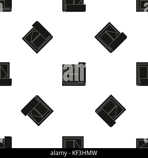 Building plan pattern seamless black Stock Vector