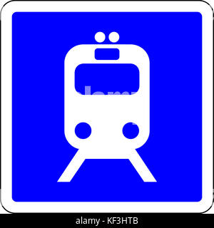 Train allowed blue road sign Stock Photo