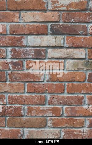 Red brick wall texture grunge background with matt film effect. Vertical photo Stock Photo